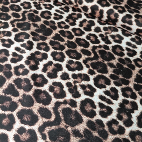 پارچه کرپ بوگاتی طرح پلنگی زمینه کرم (G03)