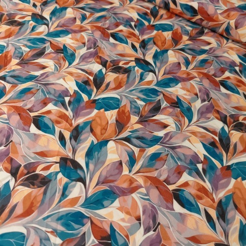 پارچه کرپ بوگاتی طرح برگ نارنجی (G05)