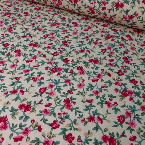 پارچه نخی گلدار زمینه کرم (N10)